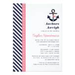 Pink Navy Blue Nautical Bridal Shower Invitations