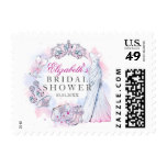 Pink Purple Sparkle Wreath Bridal Shower Stamps