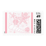 Pink Sea Shells collage postage stamp