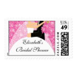 Pink Sparkly Bride Bridal Shower Postage