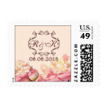 pink vintage flowers chandelier spring wedding postage stamp
