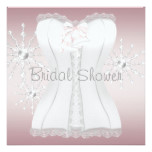 Pink White Corset Snowflakes Bridal Shower Card