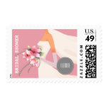 Pink, White & Grey Bridal Shower Postage Stamps