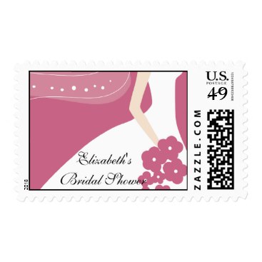 Pink / White Modern Bride Bridal Shower Stamp