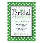 Polka Dot Green Heart Bridal Shower Invitation