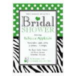Polka Dot Green & Zebra Print Bridal Shower Card