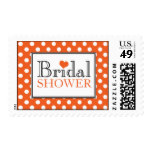 Polka Dot Orange Bridal Shower Postage Stamps