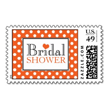Polka Dot Orange Bridal Shower Postage Stamps