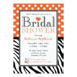 Polka Dot Orange & Zebra Print Bridal Shower Card