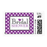 Polka Dot Purple Bridal Shower Postage Stamps