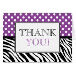 Polka Dot Purple & Zebra Print Thank You Card