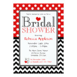 Polka Dot Red & Chevron Bridal Shower Invitations