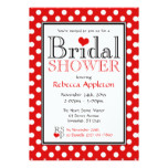 Polka Dot Red Heart Bridal Shower Invitations