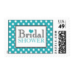 Polka Dot Turquoise Bridal Shower Postage Stamps