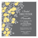 Pretty Flowers Modern Gray & Yellow Bridal Shower Card