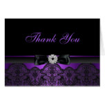 Pretty Lace & Bow Purple Thank You Card