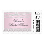 Pretty Pink Lace & Pearl Bridal Shower Stamp