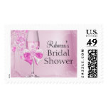 Pretty Pink Rose & Champagne Bridal Shower Stamp