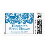 Print Floral Swirl Damask Bridal Shower Stamp Blue