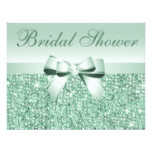 Printed Green Sequins, Bow & Diamond Bridal Shower Card