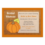 Pumpkin Burlap Bridal Shower Invitation