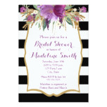 Purple and Gold Watercolor Flowers Bridal Shower Card