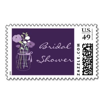 Purple and Lilac Mason Jar Bridal Shower Stamps