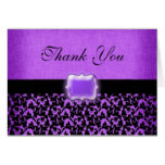 Purple black "thank you" wedding damask card