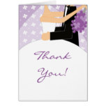 Purple Bride & Groom Thank You Note Card