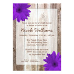 Purple Daisy Rustic Barn Wood Bridal Shower Card