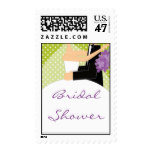 Purple Floral Bride & Groom Bridal Shower Stamp