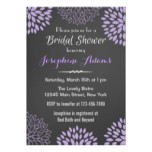 Purple Floral Chalkboard Bridal Shower Invitation