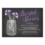 Purple Flowers Mason Jar Chalkboard Bridal Shower Card