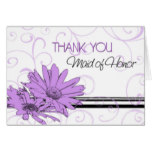 Purple Flowers Thank You Maid of Honor Card