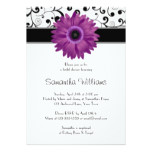 Purple Gerbera Daisy Black Scroll Bridal Shower Card