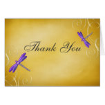 Purple Gold Dragonfly Swirls Thank You Card