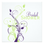 Purple Green White Floral Bridal Shower Invitation