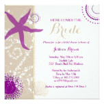 Purple Ivory Taupe Beach Bridal Shower Card