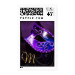 Purple Monogram Masquerade Party Postage