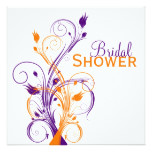 Purple Orange White Floral Bridal Shower Invite