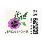Purple Pansy Bridal Shower Postage Stamps