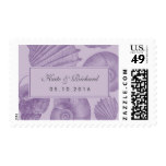 Purple Seashell Wedding Invitation Postage Stamp