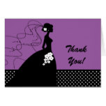 Purple Silhouette Bride Thank You Note Card