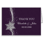 purple Silver Snowflakes Winter wedding Thank You Card