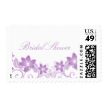 Purple Simple Floral Bridal Shower Postage