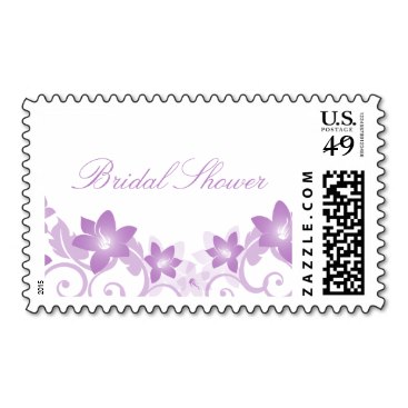 Purple Simple Floral Bridal Shower Postage