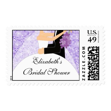 Purple Sparkly Bride Bridal Shower Postage
