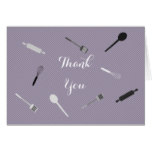 Purple stock the kitchen Bridal shower Thank You Card
