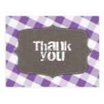 Purple & White Gingham Canvas Thank You Postcards