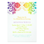Rainbow colors damask wedding bridal shower card